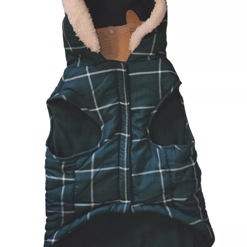 Pup Crew Green Plaid Puffer Puppy/Dog Coat/Jacket, small - Picture 3 of 5